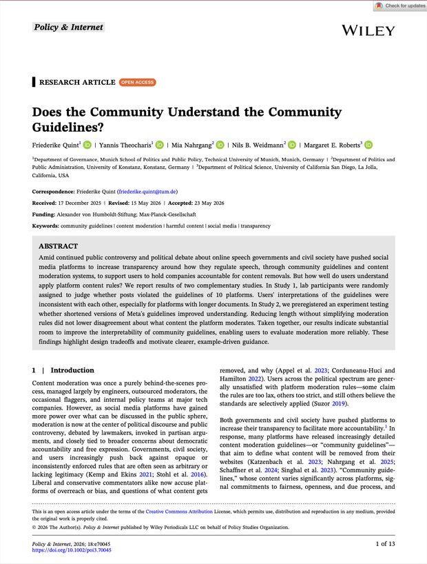 Cover of the Policy & Internet article